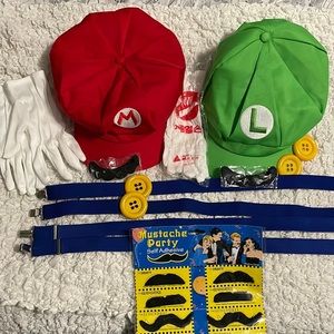 Mario and Luigi adult couples costume! Mustaches and gloves brand new!